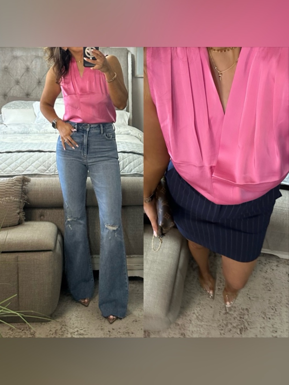 New🩷 Pink Perfection 💗 Draped Neck Sleeveless Blouse
